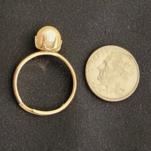 Vintage Round Cultured Pearl Ring 1/20 12KT - Picture 4 of 9